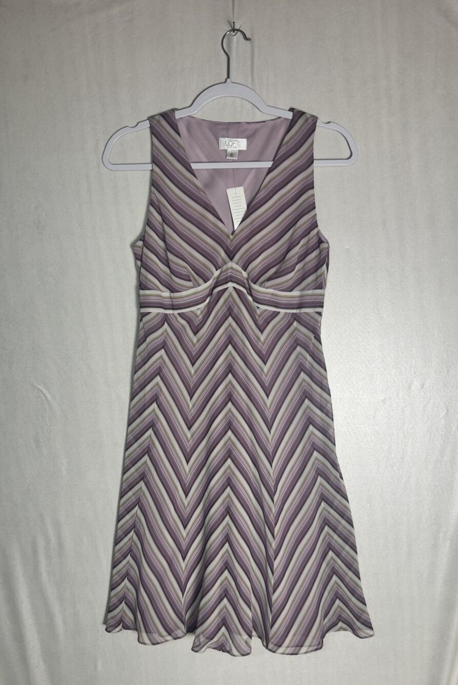Retro Y2K Womens Chevron Stripe Midi Dress LOFT Petites Bookish Indie Size 6P